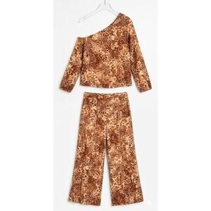 Sofia Jeans by Sofia Vergara Giraffe Print One Shoulder Jumpsuit Set Size XXL